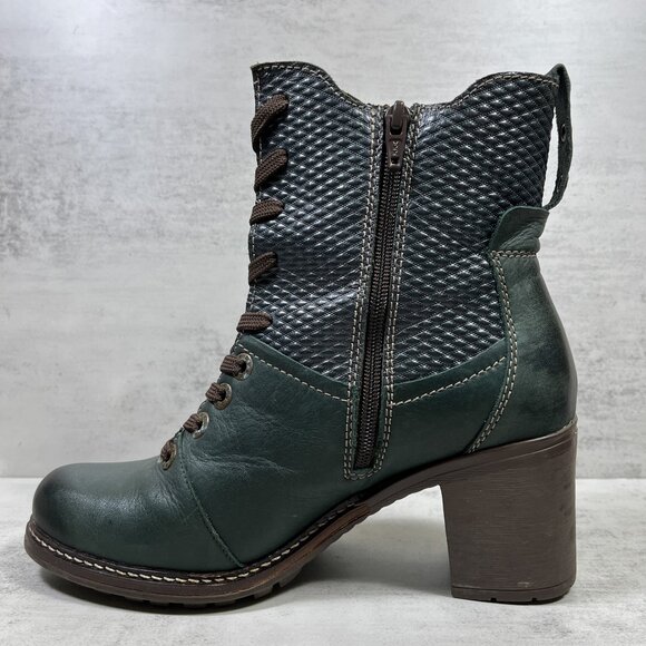 Dromedaris Hayley Leather Heeled Boots - Women's Size EU 38 / US 7.5-8 - Green - Picture 5 of 9